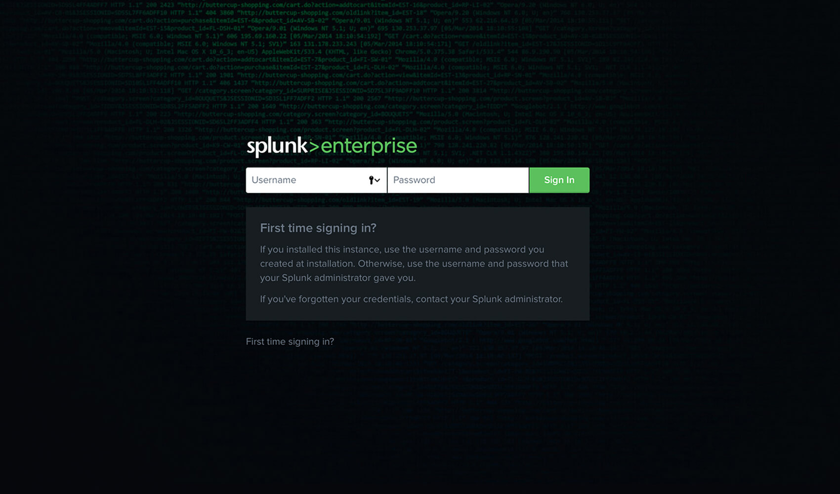 splunk login from session